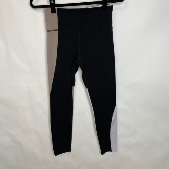 Athleta Black Taupe White Colorblock Leggings Sz Small - Picture 3 of 11
